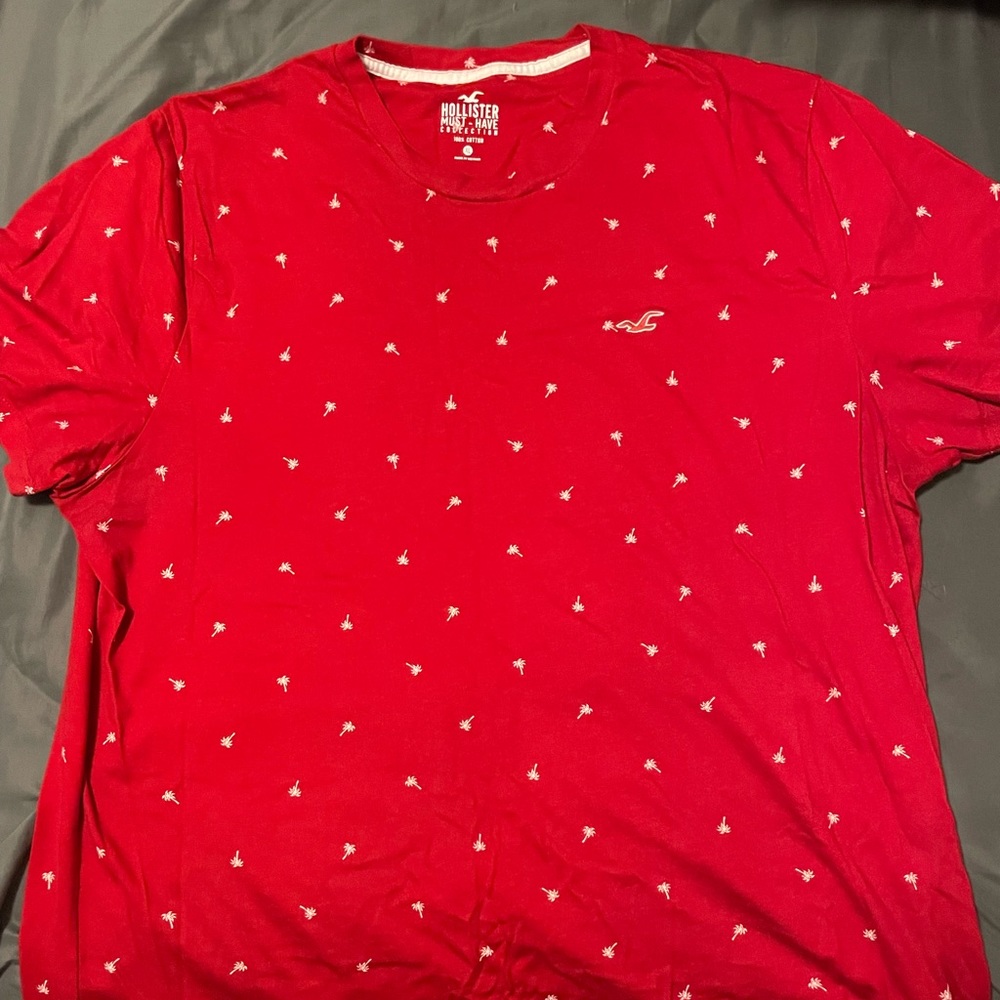 Like New Men’s XL Red & White Hollister Tropical Palm Tree Street Wear T-Shirt